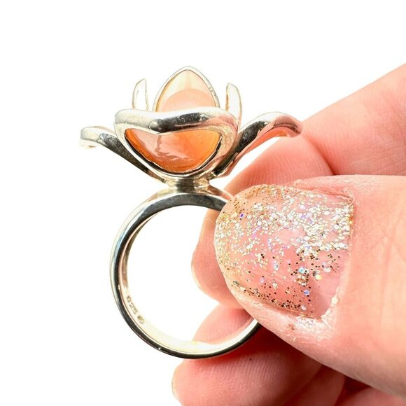 Designer QVC HSN Womens Ring Sterling Silver Pink Pearl Size 9 Statement Ring - Picture 5 of 7